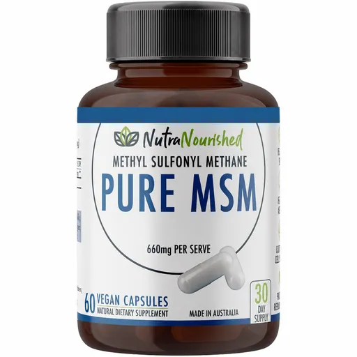Pure MSM Capsules - Methyl Sulfonyl Methane - (660mg), 60 Vegan Capsules/1 Month
