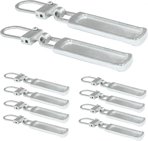 10 PCS Silver Luggage Zipper Pull Replacement, Detachable Metal Zipper Pull Tab Repair Kit for Clothing Jacket Coat Jeans Luggage Suitcase Purse Handbag