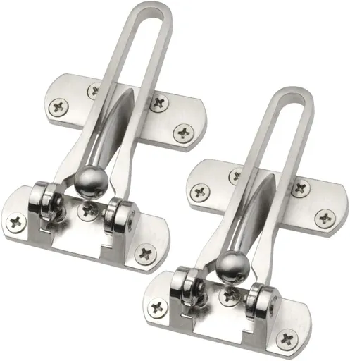 Home Security Door Lock, 2 Pack Latch Guard Clasp Front Door Locks for Kids, Home Reinforcement Lock for Swing-in Doors, Hotel Door Latches, Thicken Solid Aluminium Alloy, Satin Nickel