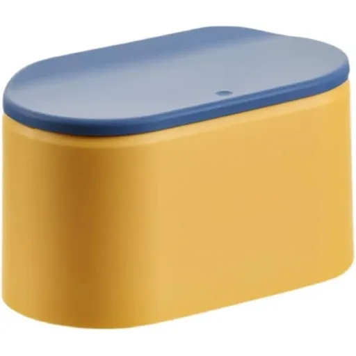 Mini Trash Cans, Press Type Small Desktop Trash Can Cute Garbage with Lid Waste Basket for Tabletop Countertop Car Bathrooms Kitchens Bedrooms and Offices, Yellow