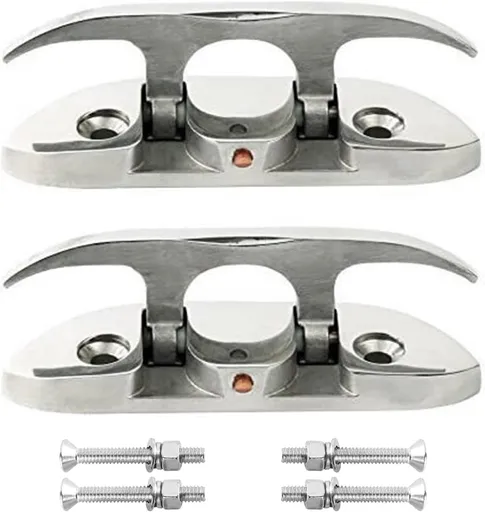 Boat2 Pcs Folding Cleat 4-1/2" Flip-up Dock Marine Grade 316 Stainless Steel with Screws