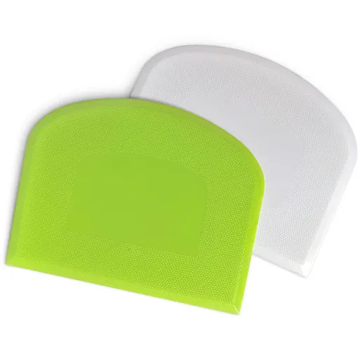 Multipurpose Kitchen Pastry Cutter Tool,Food Scrappers for Bread Dough Baking Cake Fondant Icing,Set of 2 Pieces - White,Green