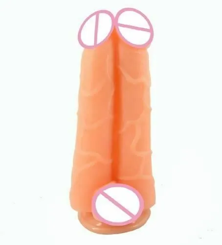 House Of Dasein Big Double Dildo Suction Cup Monster Veined Kink Fetish Large - Flesh