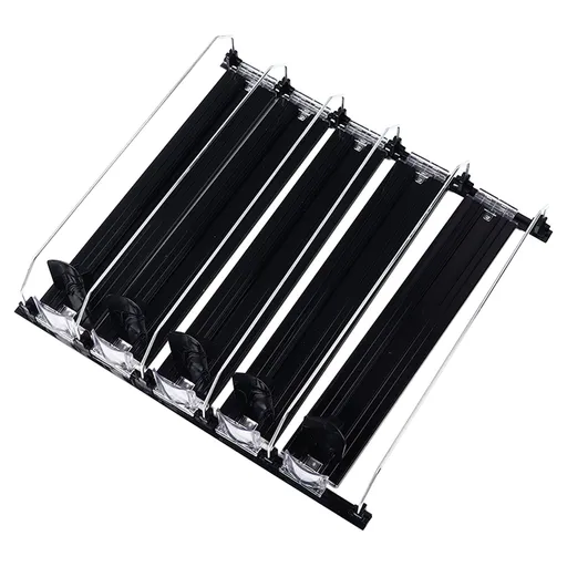 Drink Organizer for Fridge Spring Loaded Adjustable Push Rod Slide Rail Soda Can Dispenser for Beer Beverages 38cm Black