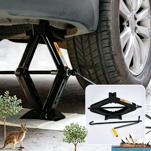 2 T Scissor Jack Car Van Wind Up Tyre Lift Chrome Crank Handle Emergency Tool
