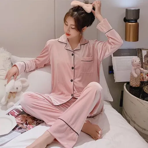 Women Winter Velvet Sleepwear Set Long Sleeve 096# Pink Female 3xl