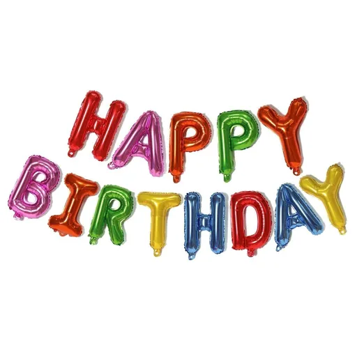 40Cm 3D Happy Birthday Letters Balloons Inflating Foil Banner Bunting Celebrate - Multicolour 3