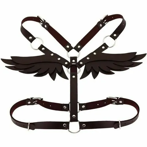 House Of Dasein Angel Wings Body Harness 16 Colours Bondage Fetish Clothing Bdsm - Coffee