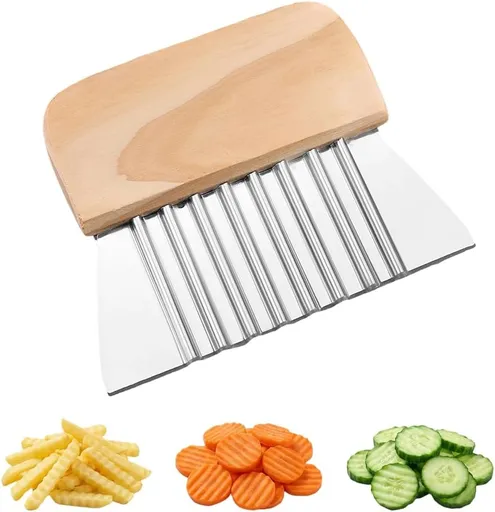 Large Crinkle Cutter French Fry Cutter, Stainless Steel Wavy Slicer with Comfortable Handle, 2026 New Wavy Chopper for Potatoes, Carrots, Vegetables & Fruits (1PC)