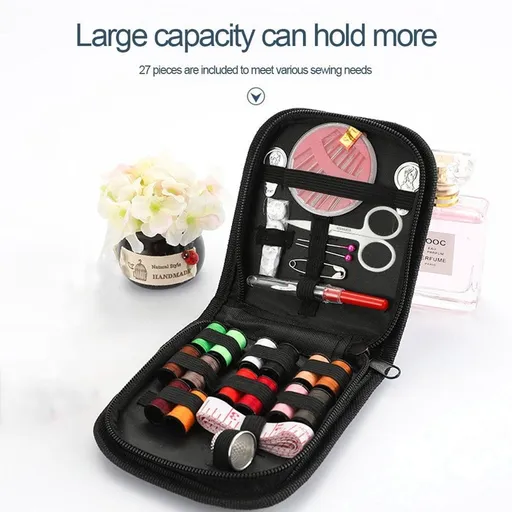 Sewing Kit Portable Needle and Thread Set Compact Storage Case Assorted Thread Colors