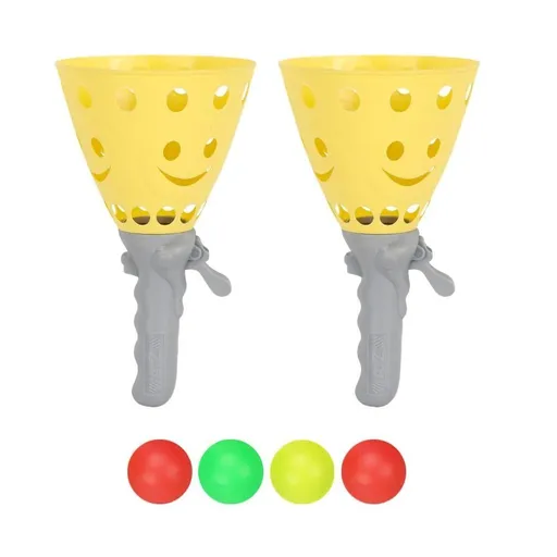 Catch Ball Game with 2 Catch Launcher Baskets and 4 Balls Yellow
