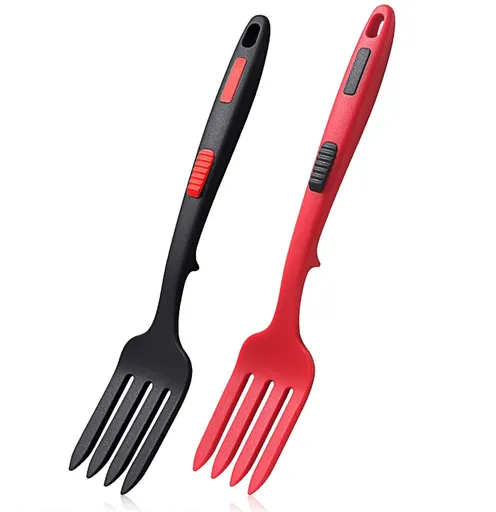 Cooking Utensils , 2Pcs Silicone Flexible Fork Heat Cooking Fork Tools Dishwasher Kitchen Fork Kitchen Non Stick Fork for Bake and Stir Mix Ingredients Whisk Eggs As shown