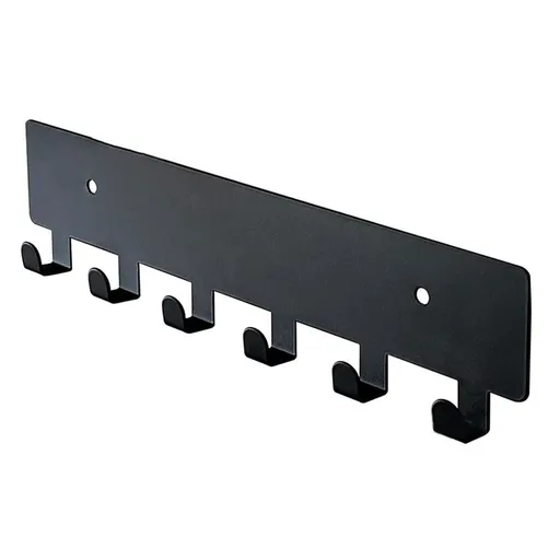 Wall Mount Key Holder with 6 Hooks - Self Adhesive & Screw Mount Key Rack for Entryway - Organizes Keys, Jewelry & Small Accessories - Durable Zinc Alloy Construction