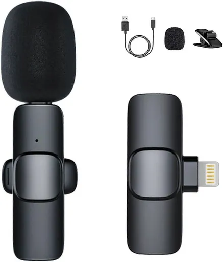 K8 Wireless Lavalier Microphone - Clip-on Mini Mic for Streaming or Interviews