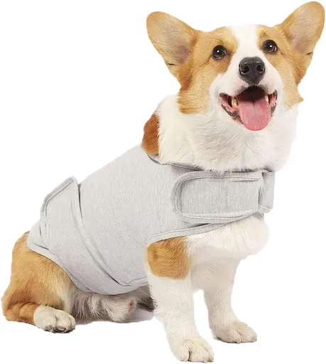 Dog Jacket, Skin-Friendly Dog Calming Vest - Dog Shirt for Thunder, Fireworks and Separation - Keep Pet Calm Without Medicine & Training, Anti Anxiety Vest for Dogs L Light Grey