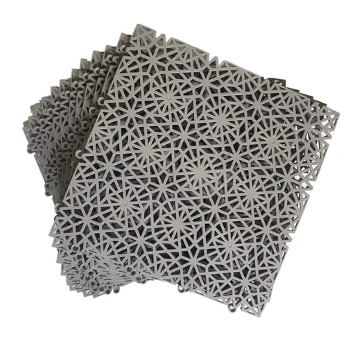6 Pack Interlocking Non-Slip Tile Drainage Mat for Drain Pool Kitchen Deck Patio Boat Snowflake Shape (Gray)