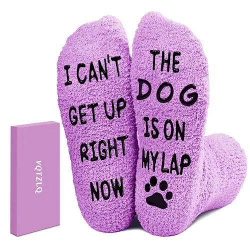 Funny Cozy Socks for Dog Lovers, Perfect Christmas, Birthday, Gifts for Mom, Wife, Dog Moms (Purple)