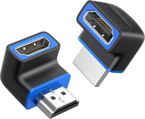 Combo-Pack 48Gbps 8K Right Angle HDMI 2.1 Adapters with HDR, Supports 8K@60Hz / 4K@240Hz, 270 Degree and 90 Degree HDMI Adapter Male to Female, Black