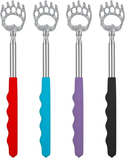 4 Pack Extendable Back Scratcher Easter Basket Stuffers Portable Telescoping Metal Claw Back Scratchers Retractable Backscratcher Gifts for Men Women Mom Dad Adults Teens