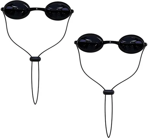 See-Through Safety Goggles Pack of 2, Transparent Safety Glasses for Tanning Use, and Half-clear Eye Protection, 2 Separate Storage Cases Included