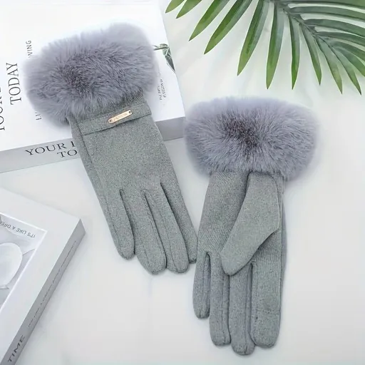 Dralon Warm Gloves - Minimalist Finger - Separate Design, Multiple Colors, Windproof Plush Cuff, Unisex One - Size for Autumn & Winter Daily Fashion Matching(grey)