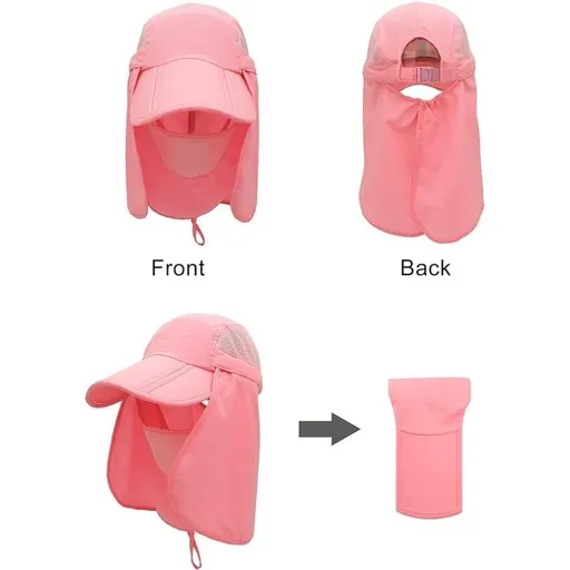 Foldable Sun Cap, Fishing Hats, UPF 50+ Protection Caps with Face Mask Neck Flap-Neck Face Flap Outdoor Cap UV Protection Sun Hats
