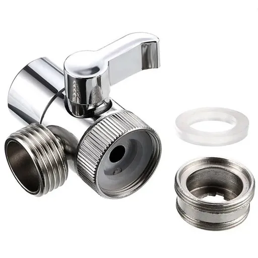3-Way Kitchen Faucet Diverter Valve with 90 Degree Handle, M22 x M24 Thread Connection for Taps, Showers and Water Outlets, Chrome