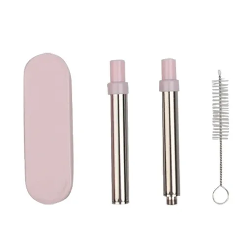 2 pcs Stainless Steel Portable Telescopic Straw, Two-In-One Detachable Telescopic Straw, Detachable, Reusable Straw With Shell