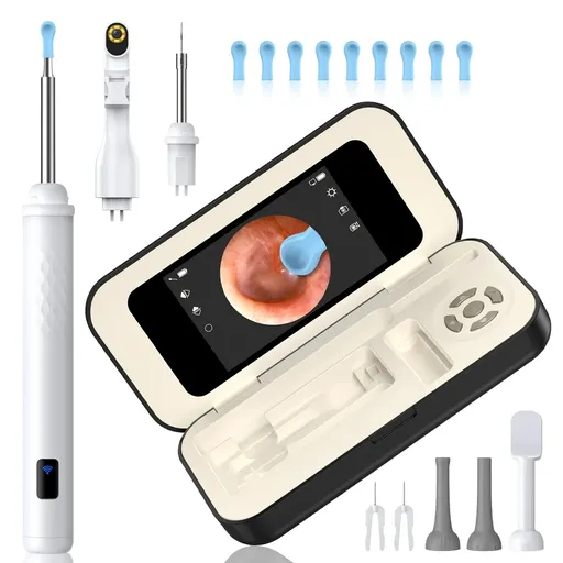3-in-1 Visual Luminous Ear Spoon Set, with Blackhead and Oral Probes, ABS + 304 Stainless Steel, 3.97-inch Direct Screen APP-Free, 2000mAh Long Endurance, Portable Health Care Good!