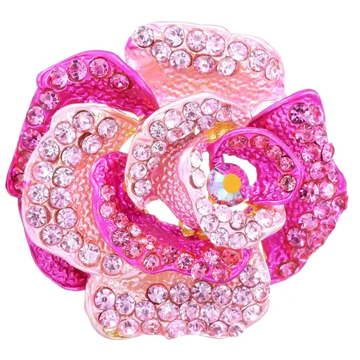 Women's Crystal Rhinestone Blooming Beautiful Rose Flower Brooch Pin Brooch Pin Women's Rhinestones Breastpin for Wedding/Banquet