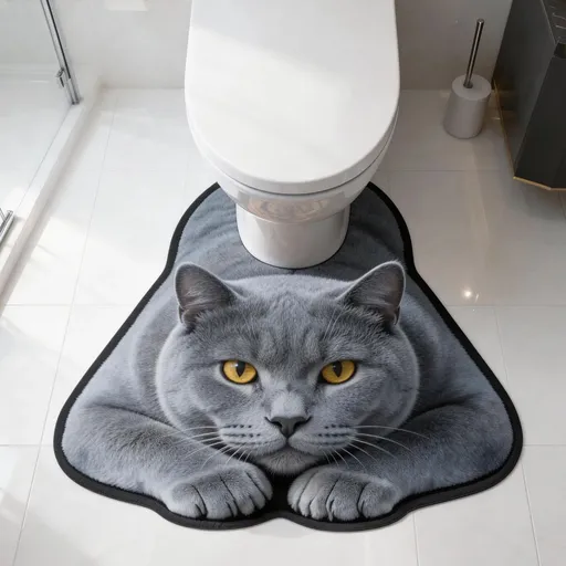 U Shaped Toilet Mat Quick Dry Diatomite British Shorthair, 15.75 x 19.69 in