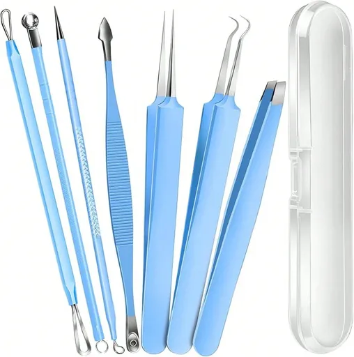 Pimple Popper Kit Blackhead Remover Tools Ingrown Hair Tweezers Professional Extractor Comedone Remover Face Care Tools