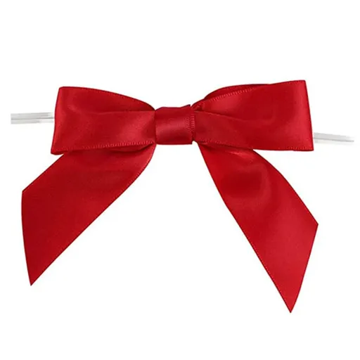 50pcs Bow Gift Packaging Sealing Tie Drawstring Baking Wrap Bag Decorative Ties - Red