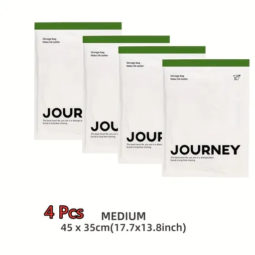 4 Pcs Hand-Rolled Travel Compression Bag, No Pump Needed, Transparent Storage for Clothes, Towels, Socks, Upgraded Matte Finish, Medium Size, 4pcs