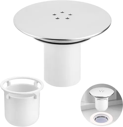Shower Drain Cover - Chrome Shower Drain - Hair Drain Covers - 90 mm / 115 mm - Removable Top Piece - Fast Flow - Bathroom Drain - Bathroom Accessories - White