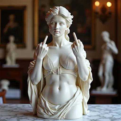 Rebellious Venus Statue Modern Resin Sculpture of Aphrodite Giving the Middle Finger Edgy Home Decor, Bold Art Piece for Living Room, Office, or Bar Unique Gift for Art Lovers(Model G)