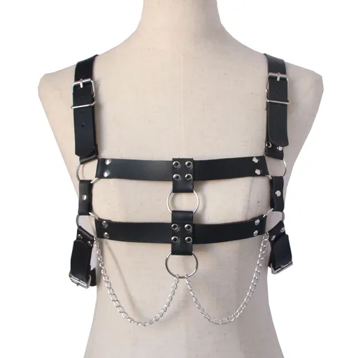 AX Punk PU Cross Strap for Men and Women Black