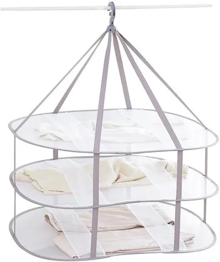 3 Tier Foldable Sweater Drying Rack Grey, 77 x 62 x 78 cm