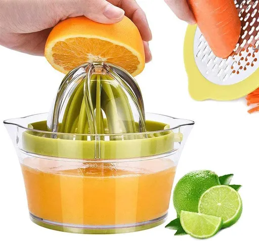 Citrus Lemon Orange Juicer Manual Hand Squeezer with Built-in Measuring Cup and Grater, Fresh pressing tool juice cup