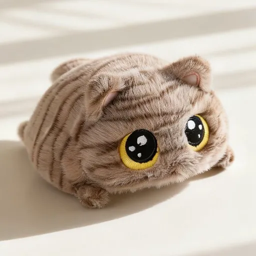 Adorable Big-Eyed Cat Plush Toy – Soft, Fluffy, Palm-Sized, Perfect for Playtime Cuddles and Soothing Companionship. (Dragon Li)