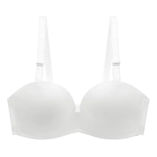 House Of Dasein Summer Smooth Anti-Slip Seamless Gathered Sexy Comfortable Daily Plus Size Single Bra - White - 70B
