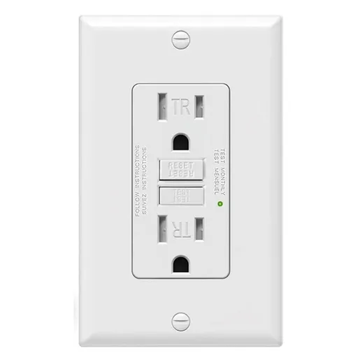Outlet 15 Amp, Self-Test Electrical Outlet, Tamper GFCI Receptacle with Wall Plate White