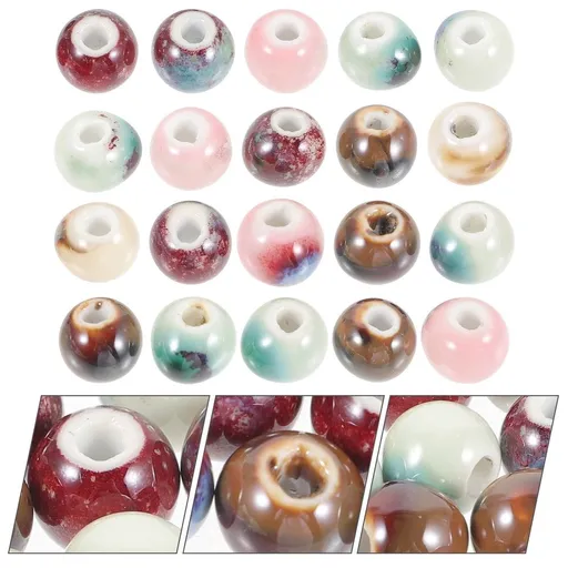 20 Pieces Round Ceramic Beads Assorted Colors for Jewelry Making Craft Supplies for Women and Christmas