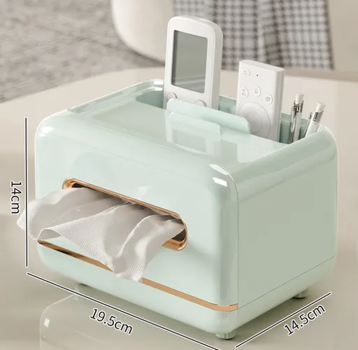 Tissue Box Cover Rectangle Retro Kleenex Box Holder Facial Tissue Organizer,Multifunctional Remote Control Stationery Storage Box
