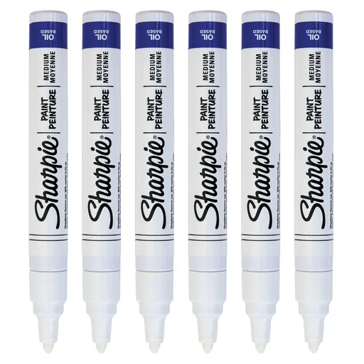 6x Sharpie Oil-Based Paint Markers in White Medium Point