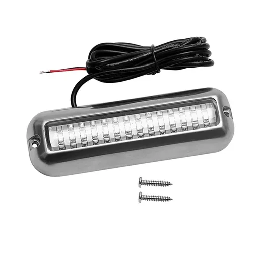 42LED Waterproof 316 Stainless Steel Trim Ring Boat High-Intensity LED Underwater Light Clear Lens Pontoon Marine/Boat Transom (Blue)