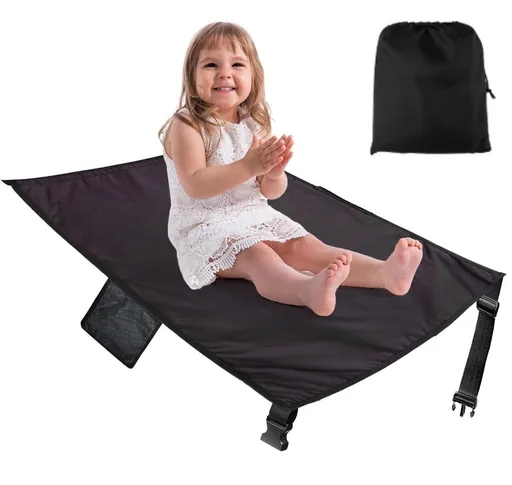 Airplane Seat Extender Toddler Travel Bed, Foldable Oxford Fabric Footrest With Anti Slip Base, For Kids Sleeping On Flights, Gray