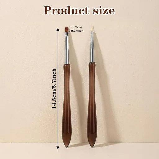 2Pcs Hard Gel Brushes for Nails,Flat Gel Nail Brushes Versatile Nail Design Brush for Petals,Leaves,Flowers Nails Design Tool for DIY Salon