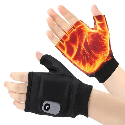 Heated Gloves for Women,Portable Heating Gloves with Digital Display,Rechargeable Heated Gloves,Smart Thermostatic Heated Fingerless,for Outdoor Work, Cycling, Skiing