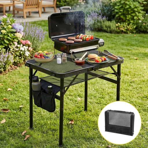 Gardeon BBQ Camp Table, 60*40*56 Portable Foldable Lightweight Grill Outdoor Metal Table 2.5kg